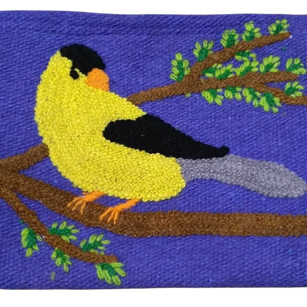 NWT Jenny Krauss Yellow Gold finch Bird 100% Wool Travel Cosmetic Pouch